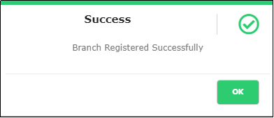 Branch registration success Message - CyLock